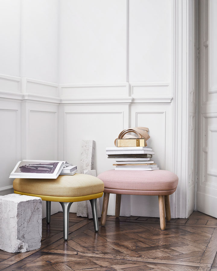 reposapiés Ro de Jaime Hayón para Fritz Hansen color rosa cuarzo pantone