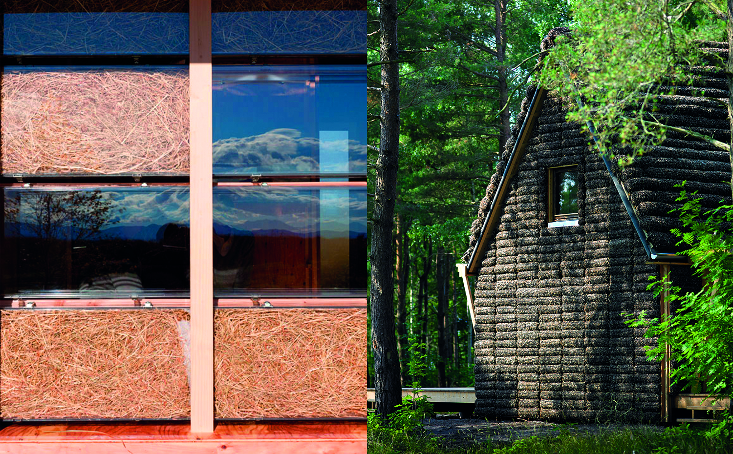 Proyectos de la Universidad de Waseda (Japón) y Vandkusten. Detalles de casas de paja diseñadas por estudiantes de la Universidad de Waseda (Japón, izquierda) y el estudio Vandkusten