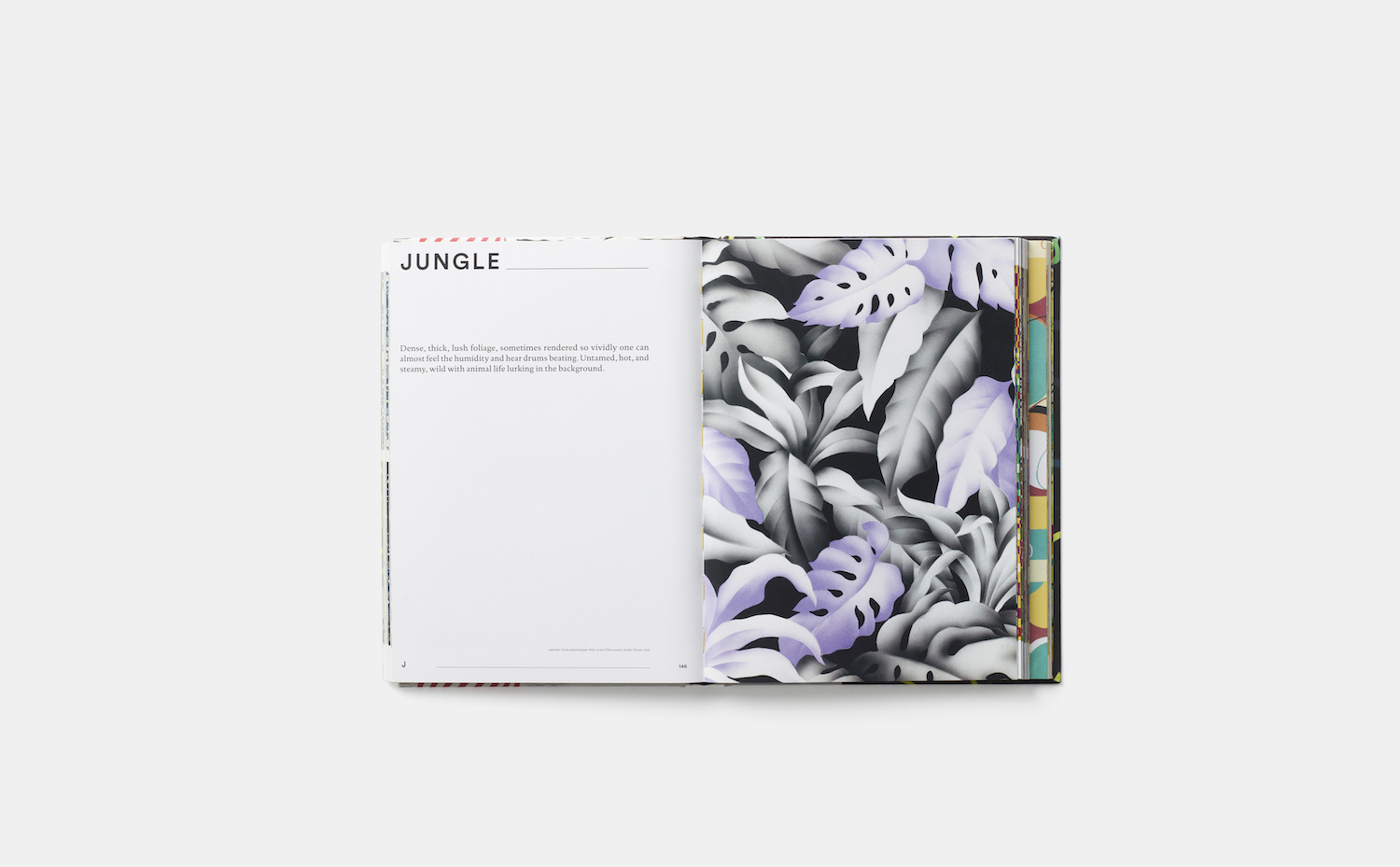 Patterns-A-Design-Library-Sourcebook-EN-7166-3D-pp-146-147. Un estampado del Estudio Tucano pintado a mano sobre papel. En el libro se recogen todo tipo de técnicas, tanto las artesanales como las diseñadas por ordenador 