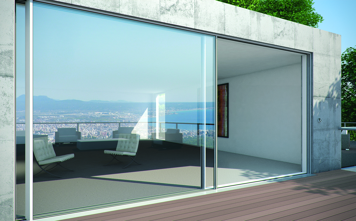 Todos los marcos de aluminio aíslan igual ventanas Sistema de correderas de aluminio AS77, de Schüco.