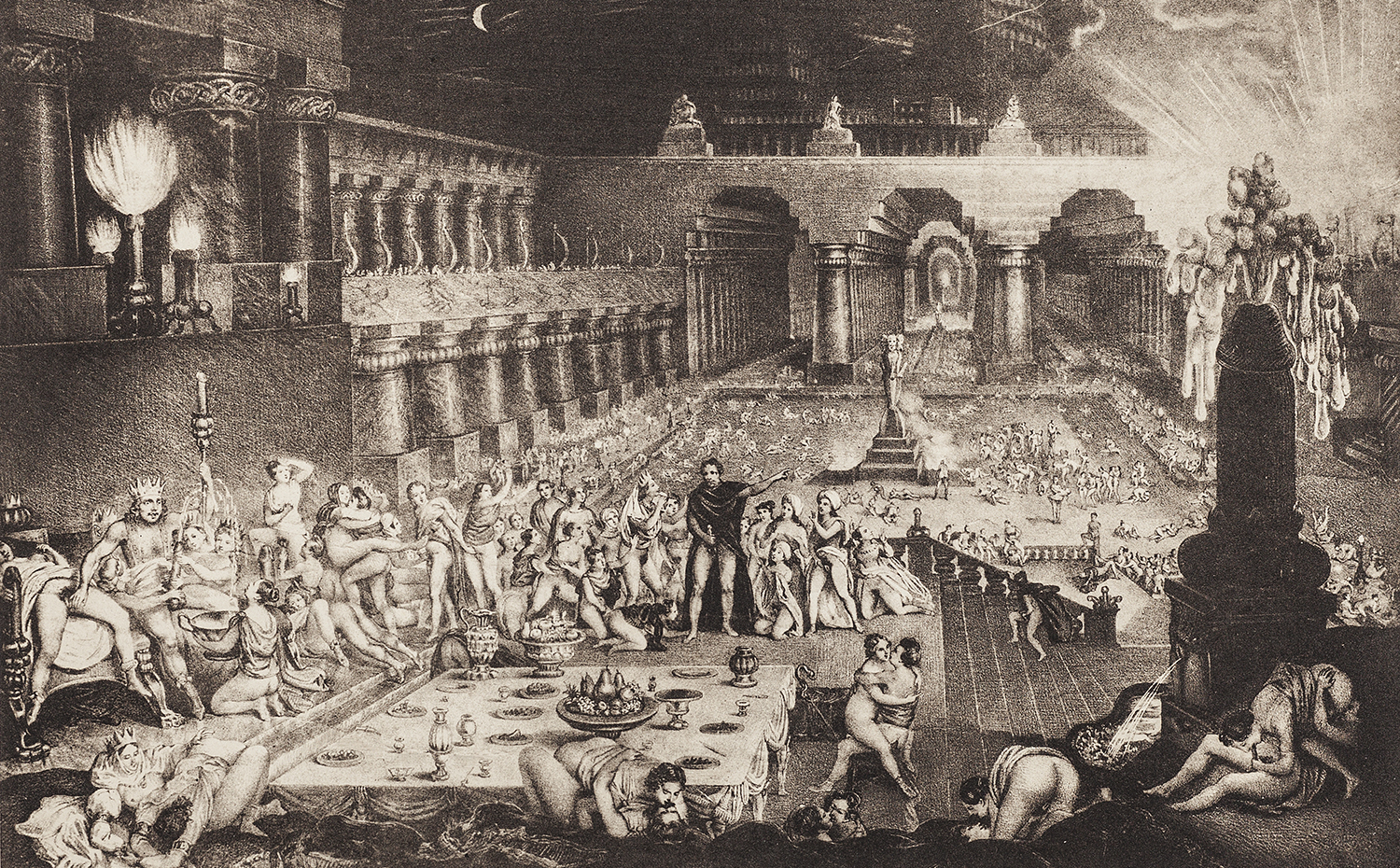 La caída de Babilonia (sobre el año 1950, reedición de un grabado del s. XIX), anónimo. Colección Mony Vibescu
