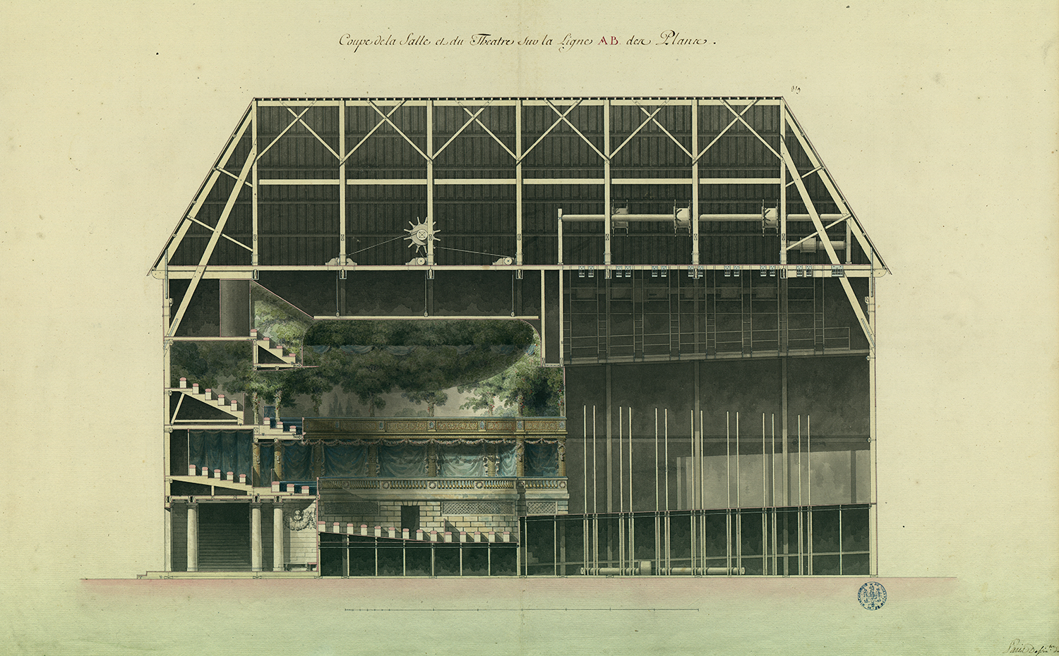 Proyecto de teatro desmontable para Maria Antonieta, de Pierre Adrien Pâris (1785)