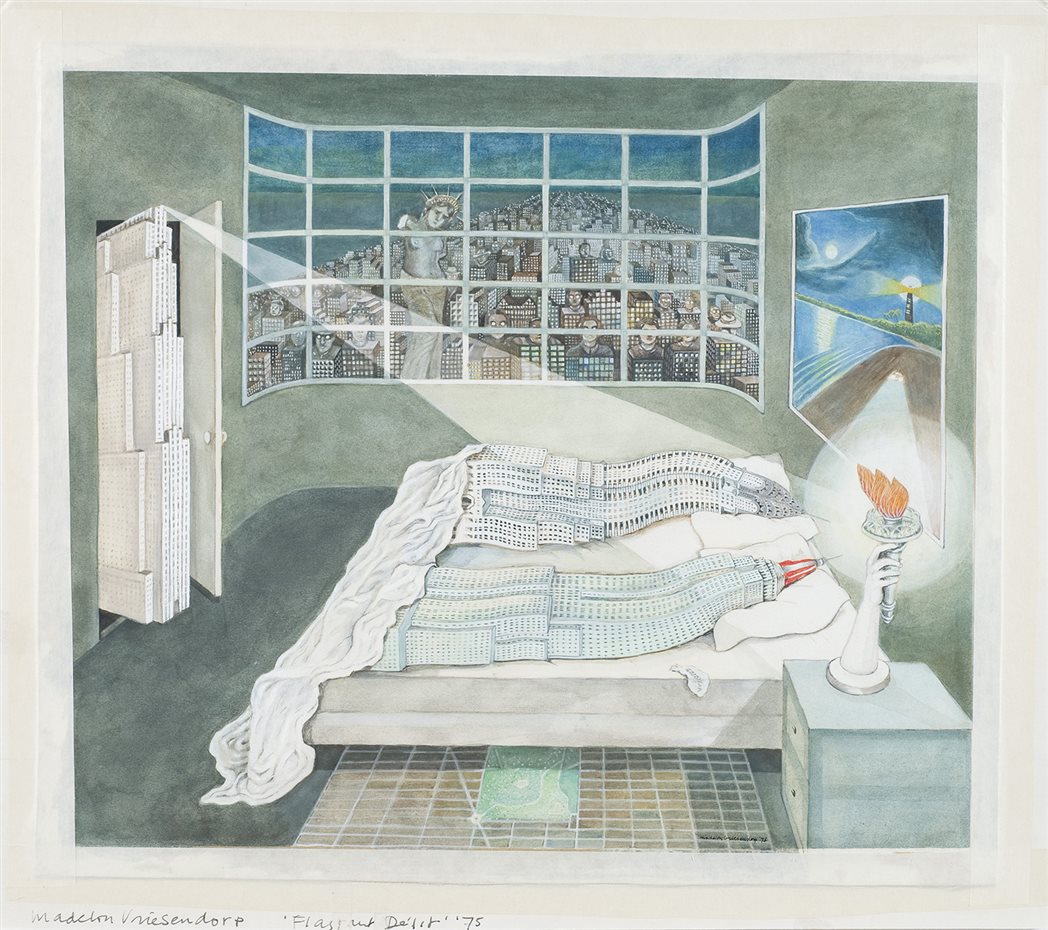 Flagrant delit. Delirious New York (1975), de Madelon Vriesendorp. Colección Frac Centre-Val de Loire, Orléans (Francia)