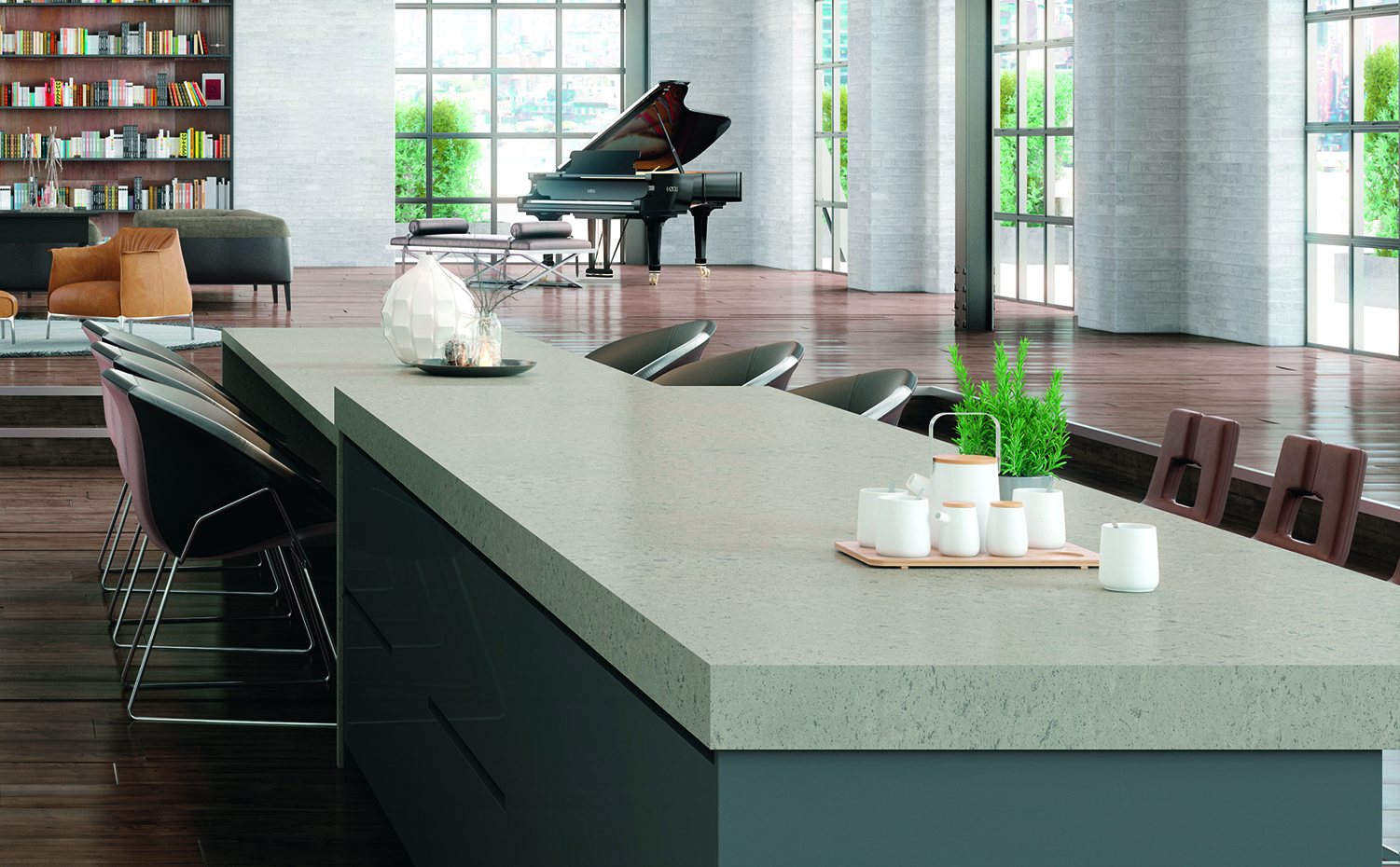 NY 01 Beige-Concrete. Las superficies Compac cuentan entre otras con la certificación NFS, que la avala como material seguro para su contacto directo con todo tipo de alimentos