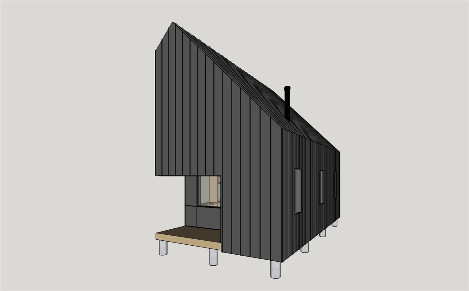 LeckieStudio BCH web Right. El modelo básico tiene una superficie de 58 metros cuadrados, incorpora un pequeño porche y permite acomodar de 2 a 4 personas