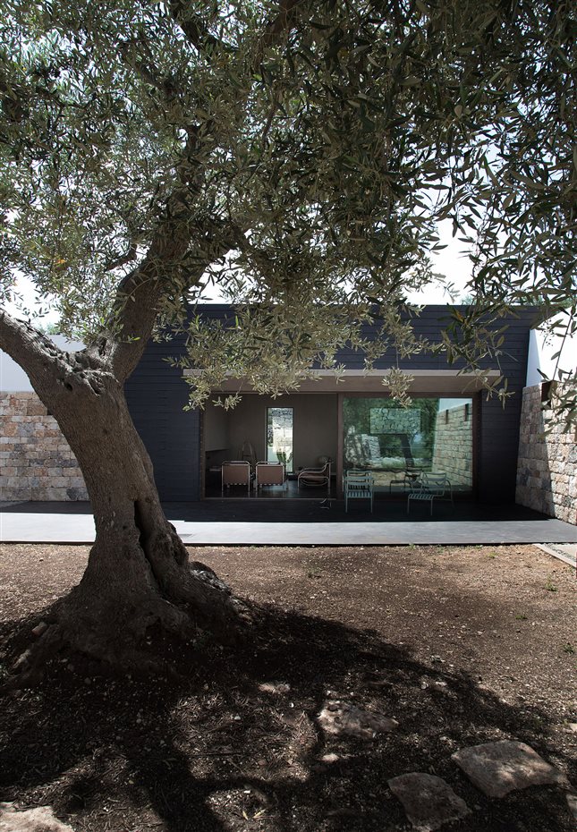 jmg house3. Un módulo cúbico recubierto con madera de alerce negra integra el salón y la cocina