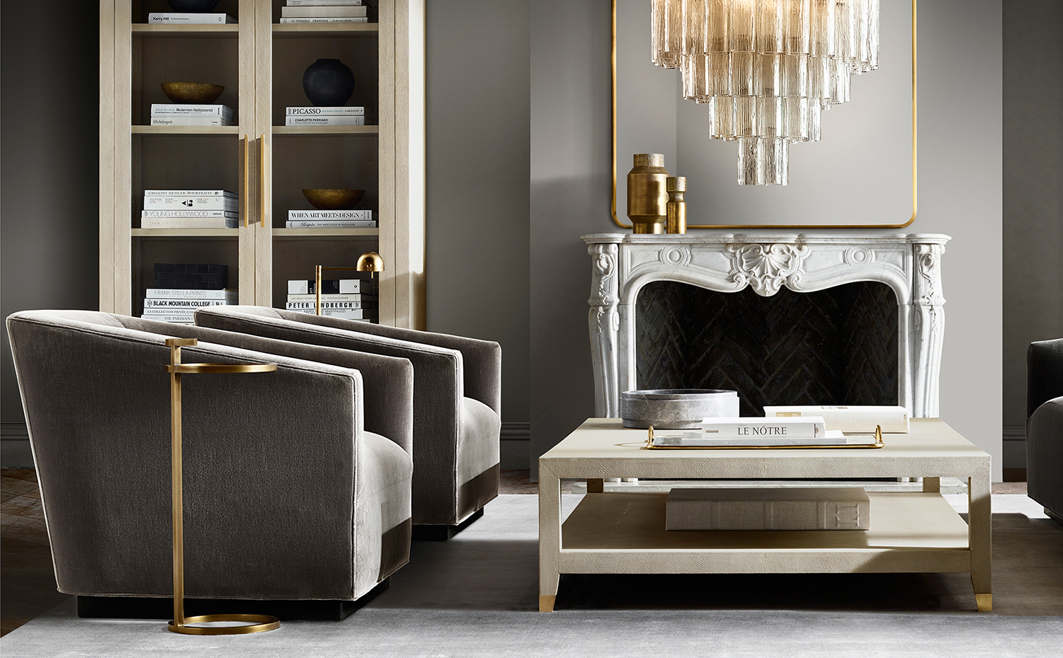 Salón con muebles de RH Interiors
