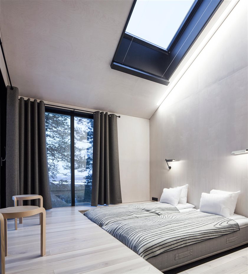 treehotel5. Las paredes están recubiertas con contrachapado de abedul