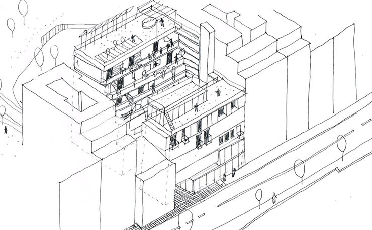 El bloque se levanta en un terreno cedido por el Ayuntamiento de Barcelona durante 75 años