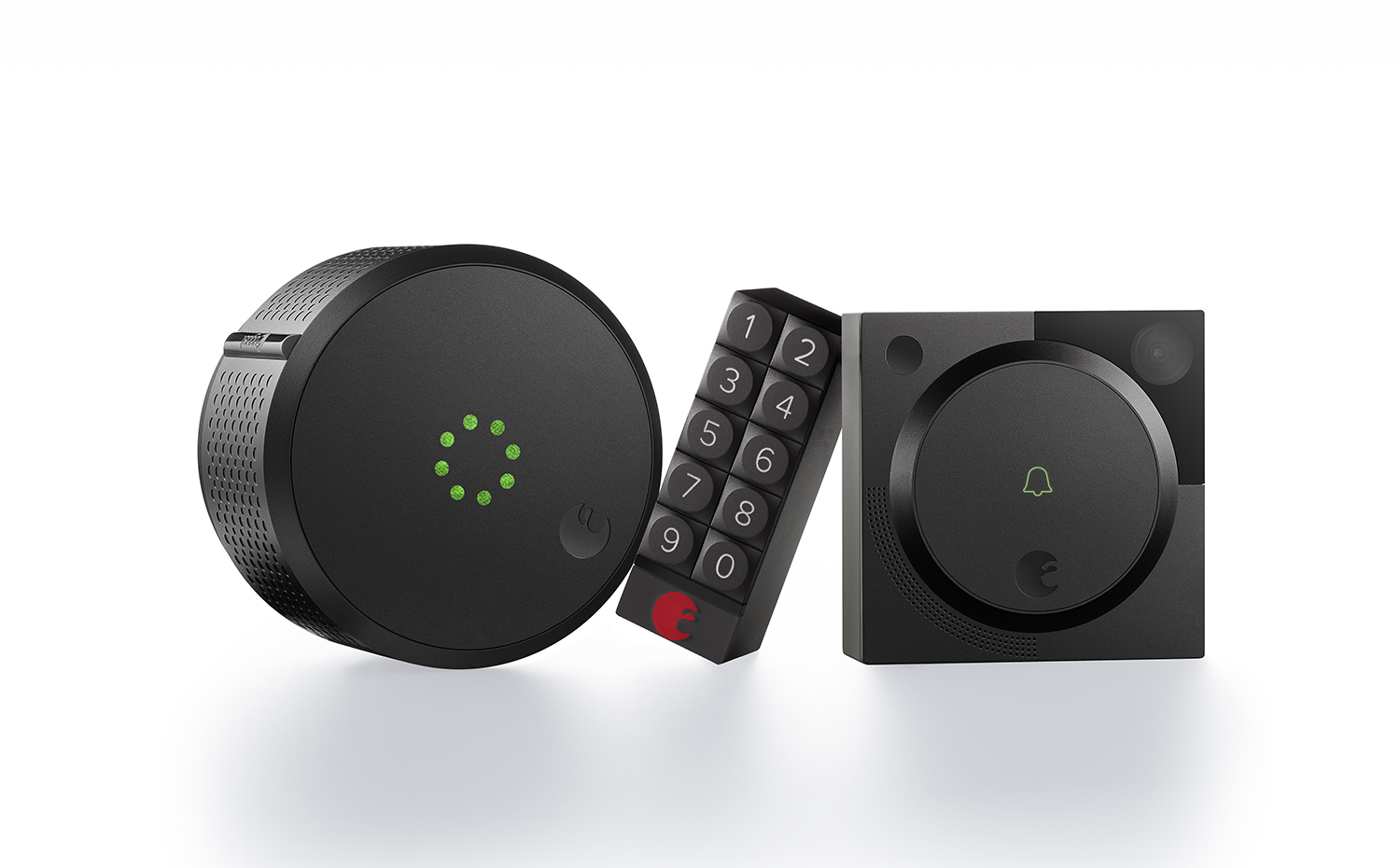 August-Smart-Home-Access-System. August Home Access System es un ecosistema que incluye cerrojo electrónico, cámara y teclado. Puede integrarse con dispositivos de terceros para crear un entorno completo de acceso seguro a la vivienda