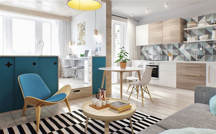 Los muebles con las superficies ligeras amplían visualmente los metros