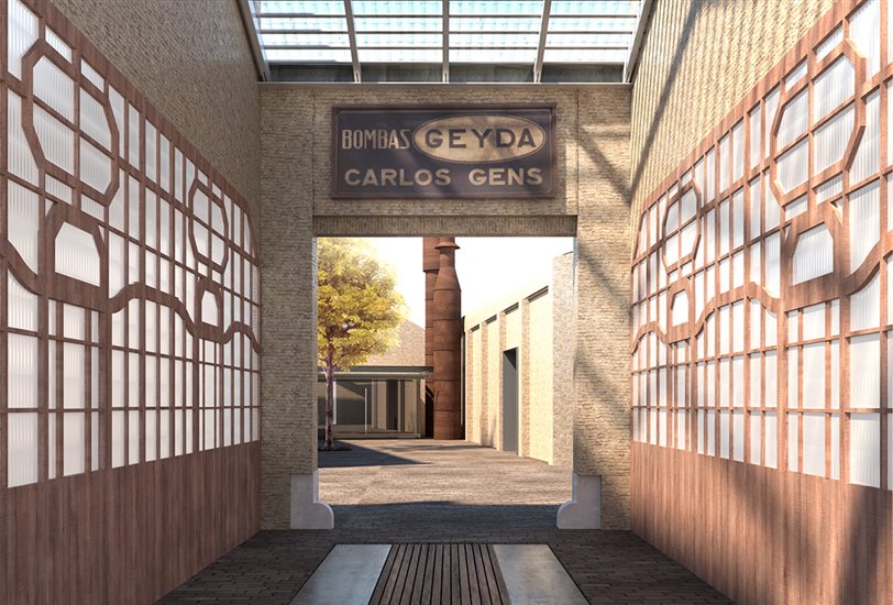 Reproducción de la entrada del espacio Bombas Gens Centre d'Art