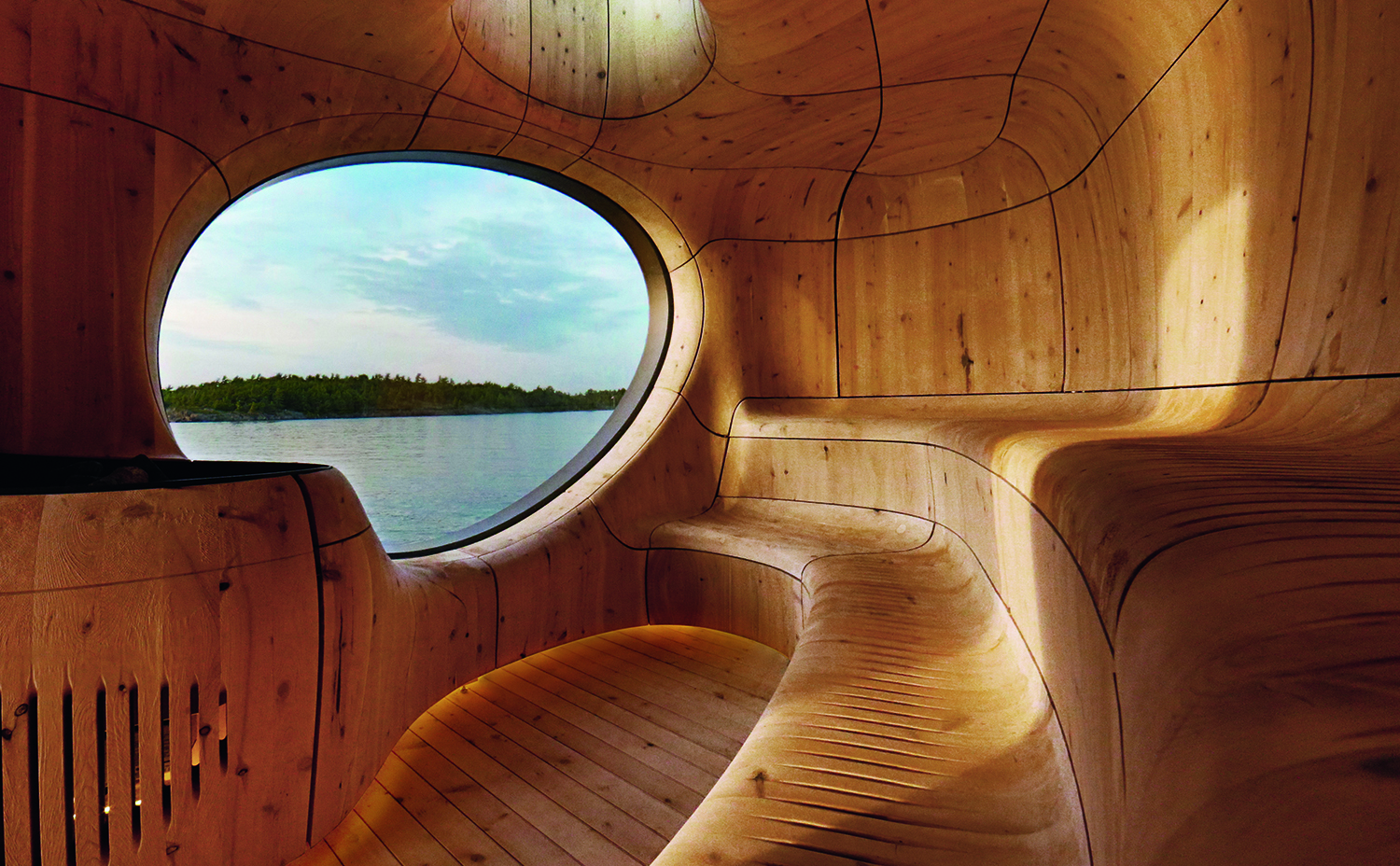 Sauna Grotto, en Ontario (Canadá), de estudio Partisans. Libro Wood de Phaidon