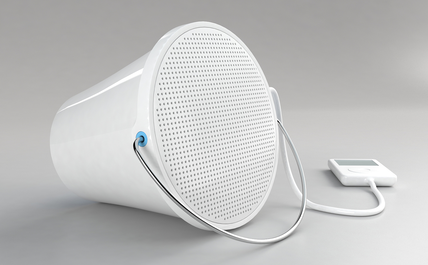 Bakery Studio, Sound Bucket,2008, Gilli Kuchik and Ran Amitai, photo credit Backery Studio Gilli Kuchik and Ran Amitai 2. Sound Bucket, de Gilli Kuchik y Ran Amitai, es un altavoz MP3 para la playa. Su funda de silicona le protege de la arena y el agua
