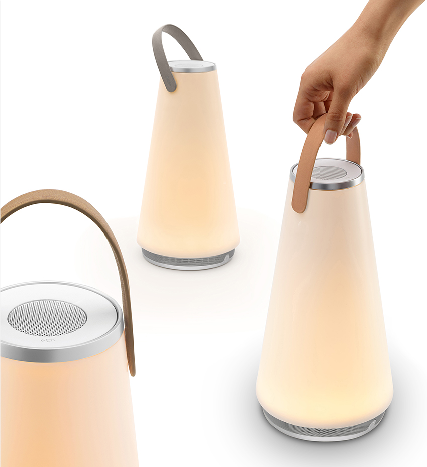 Carmine Daganello e Pablo Pardo, UMA Sound Lantern,2016, Pablo Designs, photo credit Pablo Designs 4. La lámpara sonora UMA, de Pablo Designs, fusiona luz LED regulable con un sistema de sonido envolvente de alta fidelidad de 360 grados