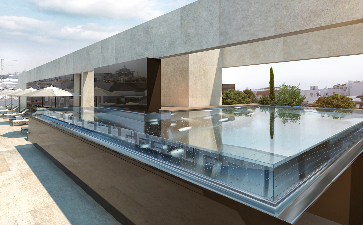 25. Piscina. Piscina de la azotea, diseñada en acero inoxidable