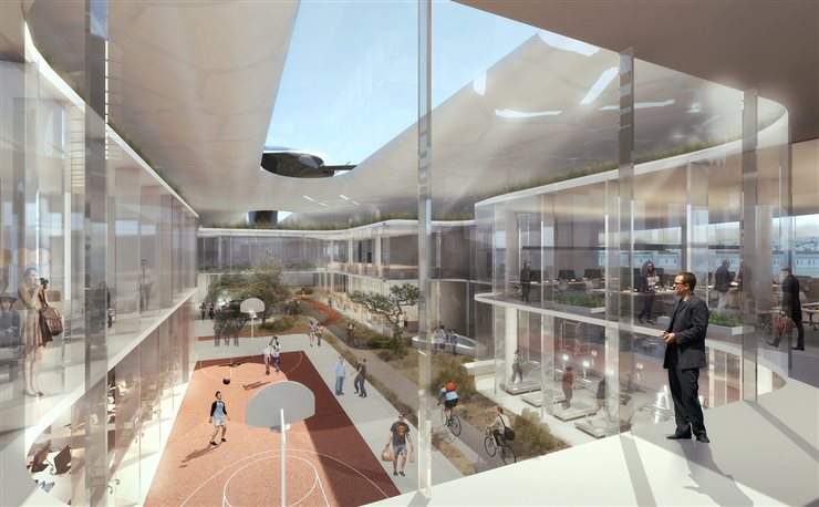 Patios interiores permitirán el paso de la luz natural y crearán zonas de socialización y esparcimiento para los empleados