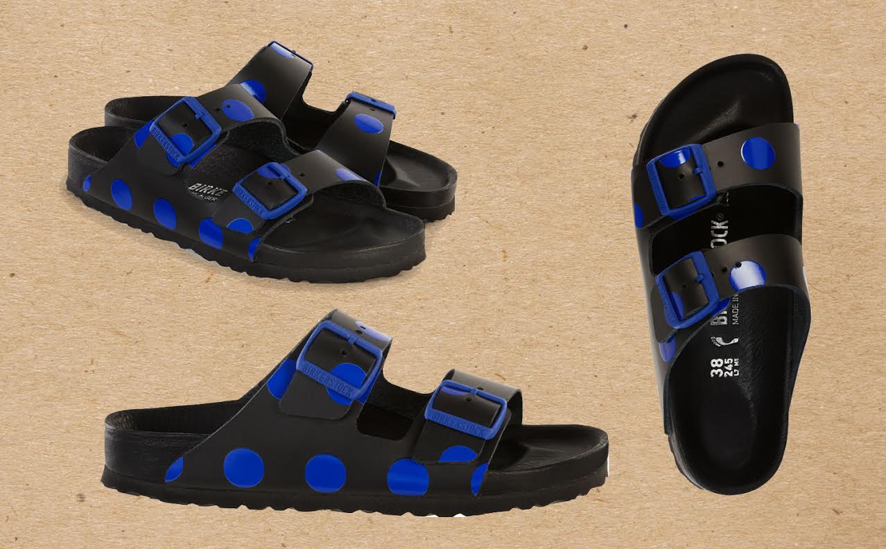 Lunares. El modelo Arizona en cuero negro y lunares "azul colette"