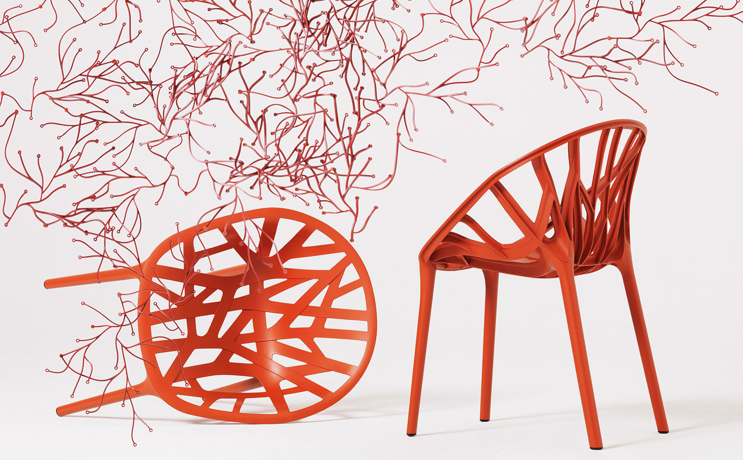 11974 1 01 b. Silla Vegetal y cortina Algues, diseño de los Bouroullec para Vitra, fabricadas con plástico