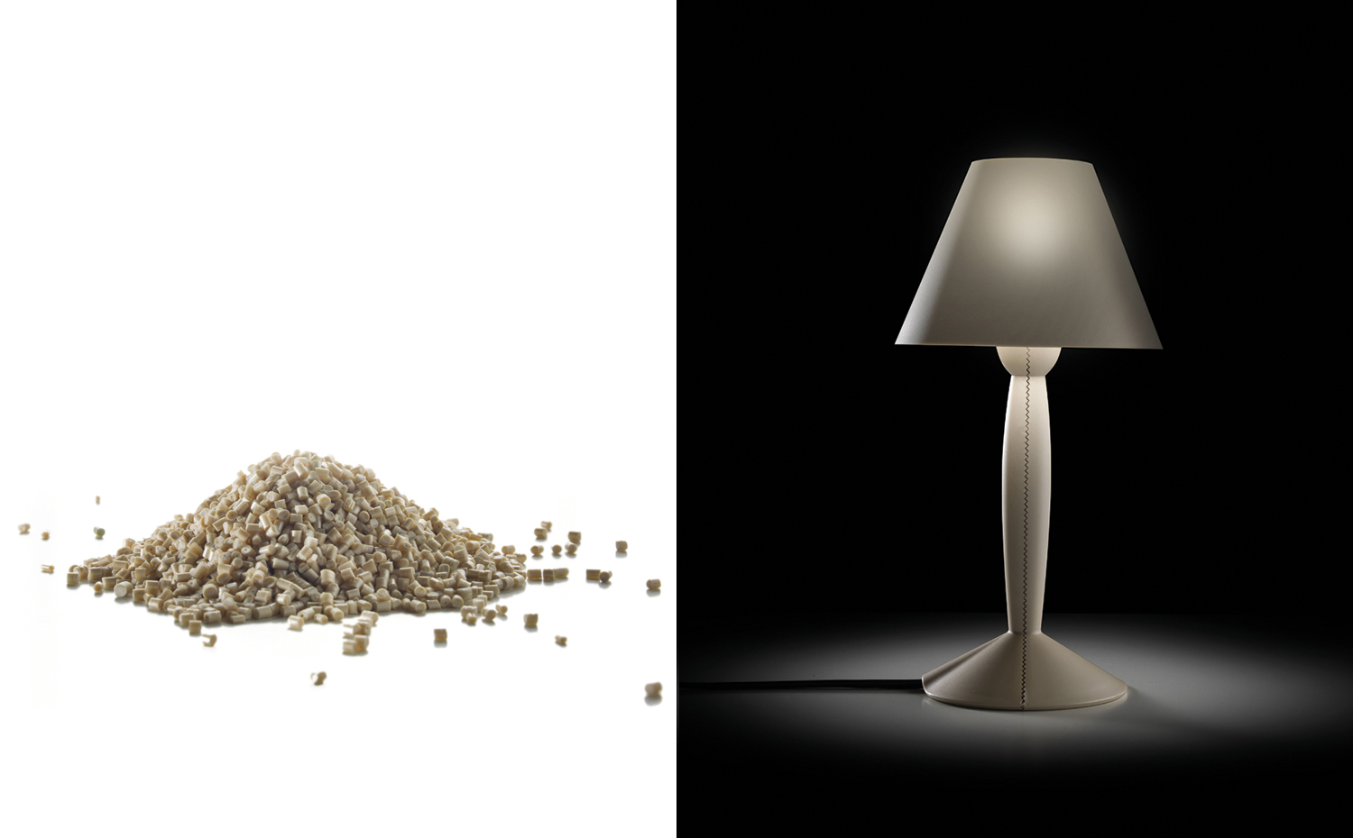 PhilippeStarck. Lámpara Miss Sissi, de Philippe Starck para Flos, fabricada con polímero biodegradable PHA