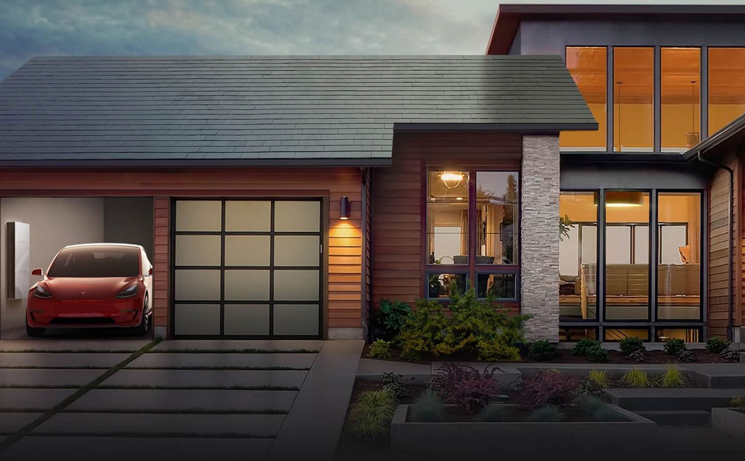 tesla-solar-roof. La firma Tesla ha desarrollado una cubierta solar a partir de tejas de vidrio templado. Gracias a la integración con la batería Powerwall, la energía que se recoge durante el día se almacena y está disponible en todo momento