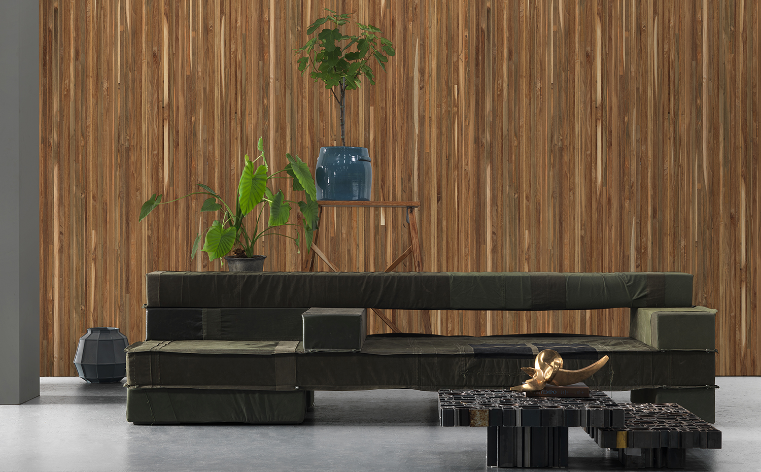 TIM-05 scenography. Timber Strips teca sobre teca