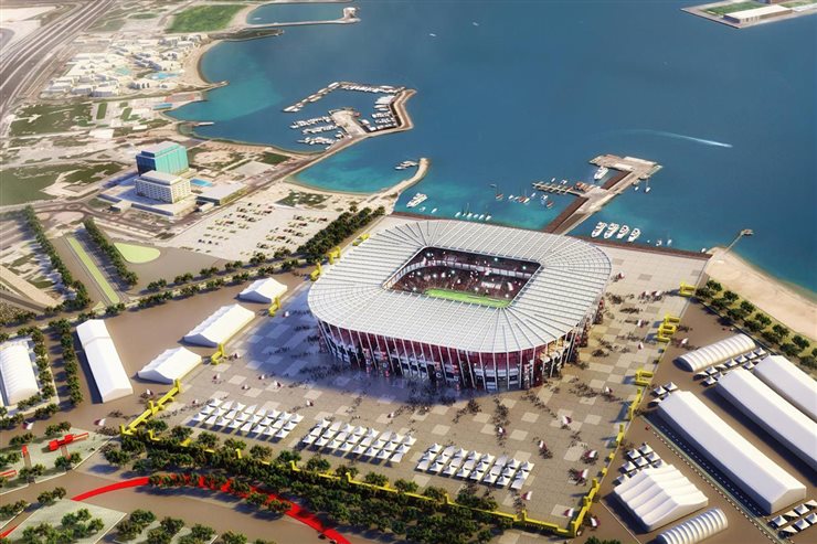 Estadio desmontable Ras Abu Aboud en Qatar de Fenwick Iribarren