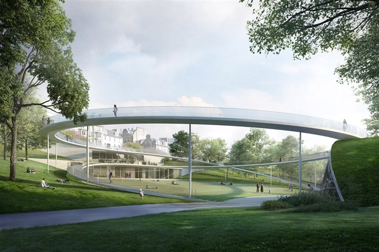 Propuesta para el Ross Pavilion en Edimburgo, de Sou Fujimoto y William Matthews.
