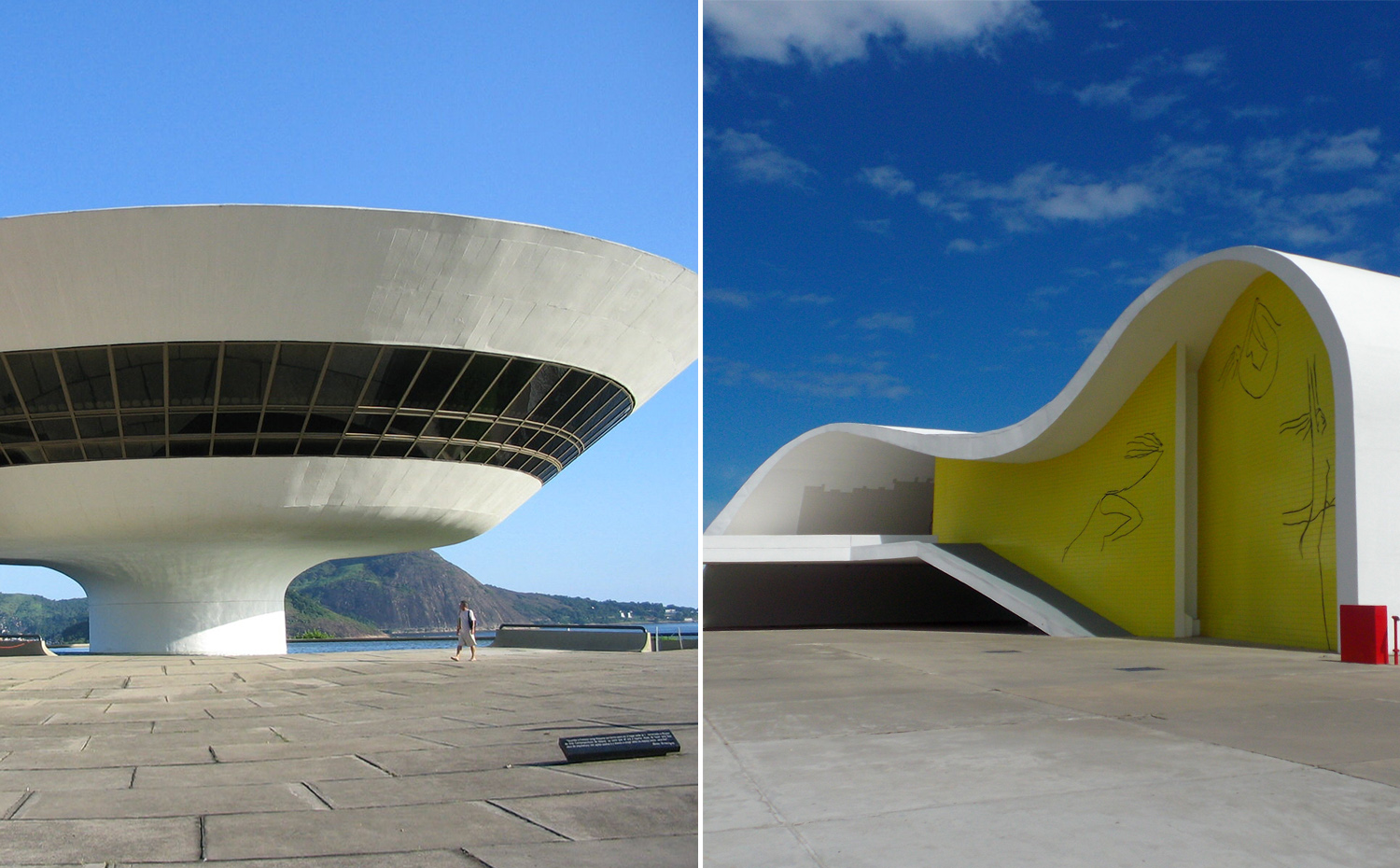 Niterói Contemporary Art Museum y Niemeyer Popular Theater Oscar Niemeyer. 