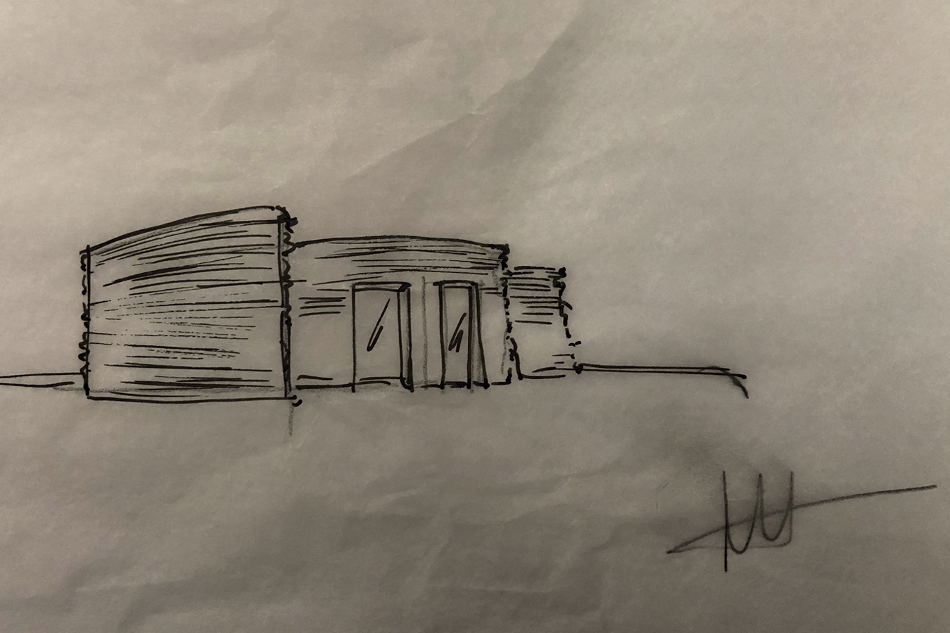 Croquis del volumen de la vivienda de Arup y el estudio de arquitectura CLS Architetti.