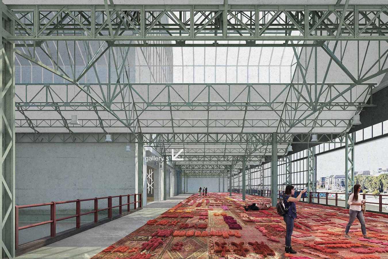 El interior del nuevo Pompidou de Bruselas dialoga con su entorno.