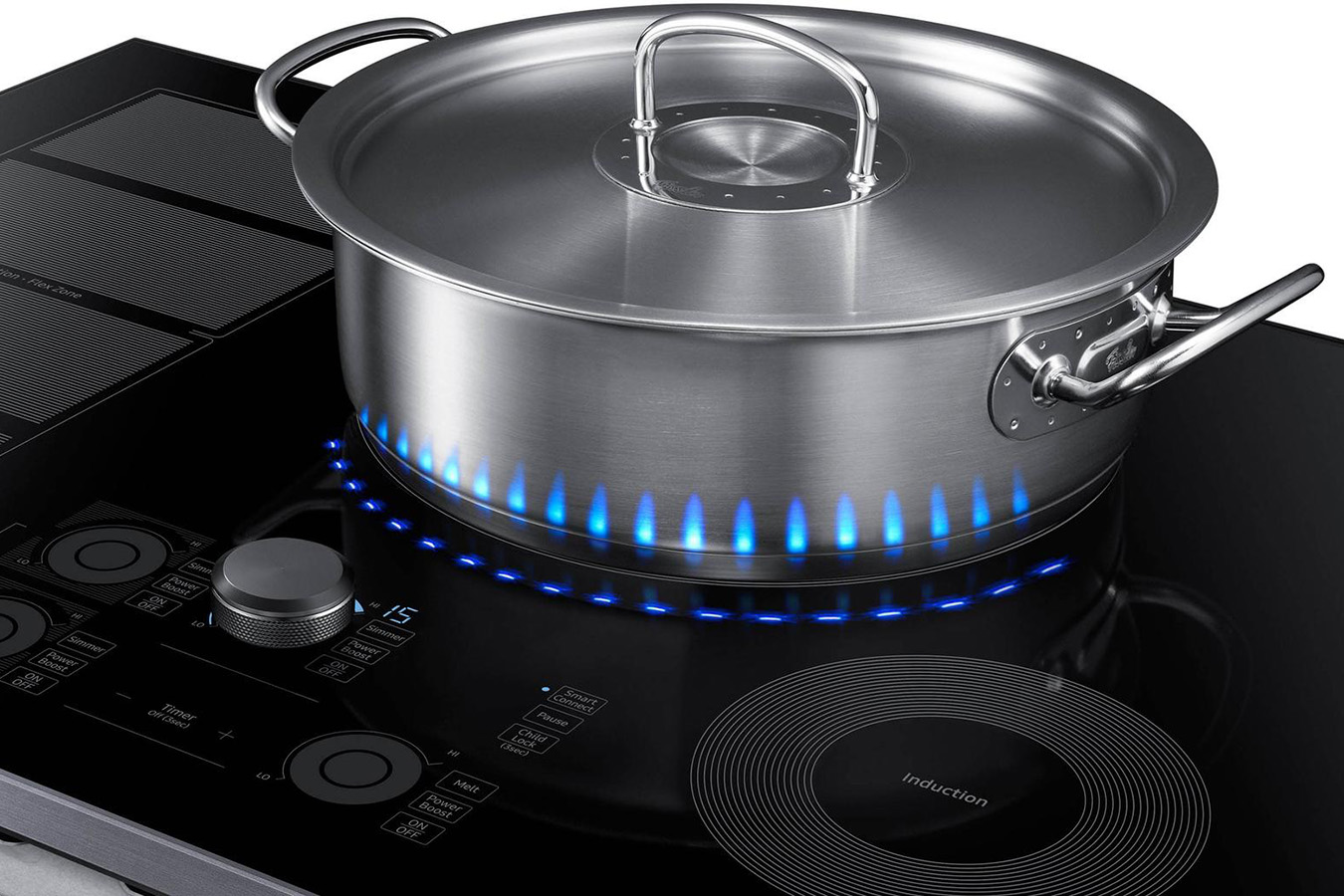 da23478576a6c67aa456964d90eacb59 1042043. La nueva generación de placas de inducción de Samsung incorpora la tecnología Virtual Flame, que permite al usuario controlar a simple vista si la placa está encendida gracias a sus luces LED que emulan la llama de gas.