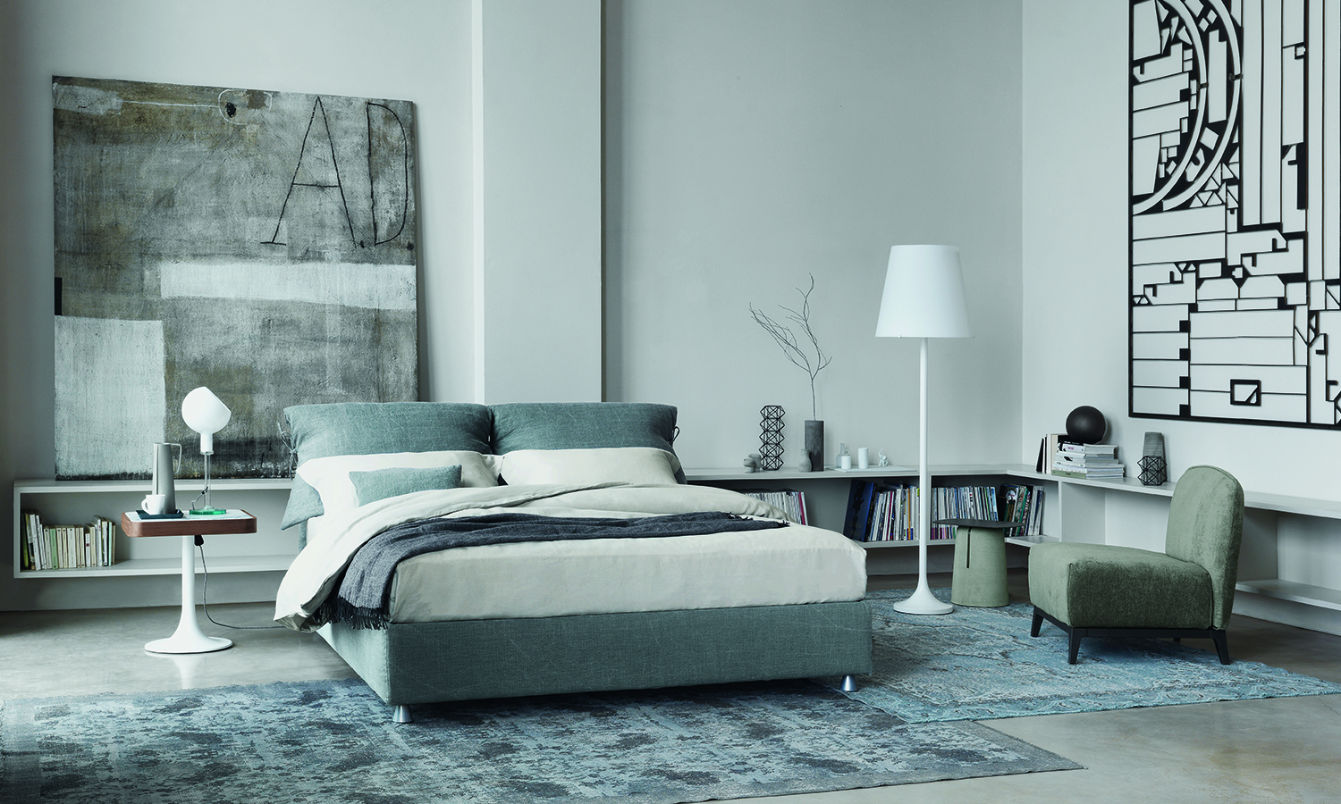 dormitorio modelo Nathalie, diseñado por Vico Magistretti para Flou