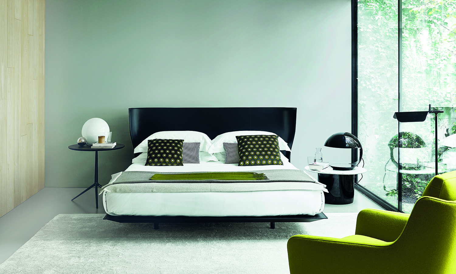 dormitorio abecero de la cama Alys que los hermanos Gabriele y Oscar Buratti han diseñado para B&B Italia