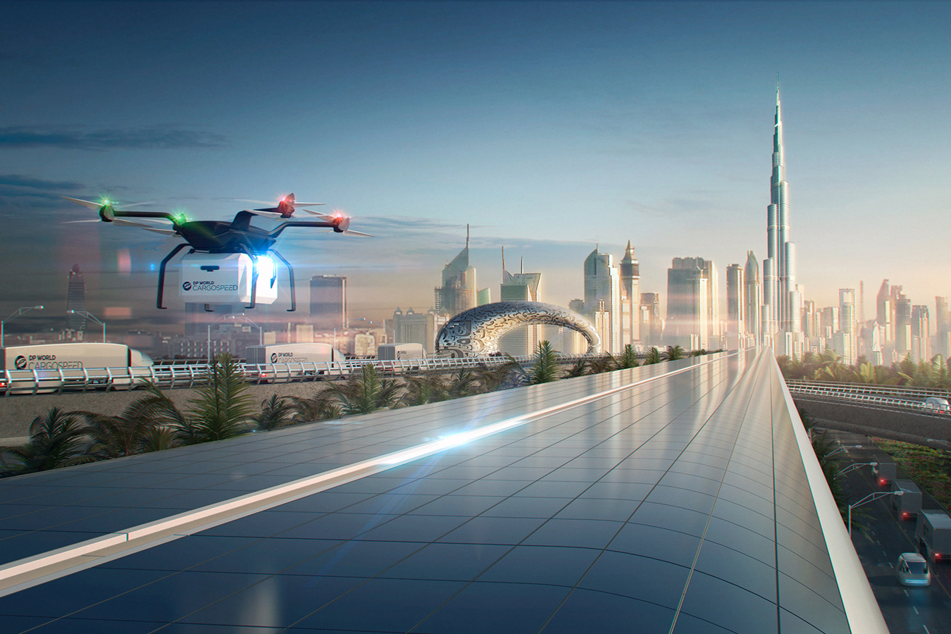 Sistema de transporte hyperloop DP World Cargospeed.
