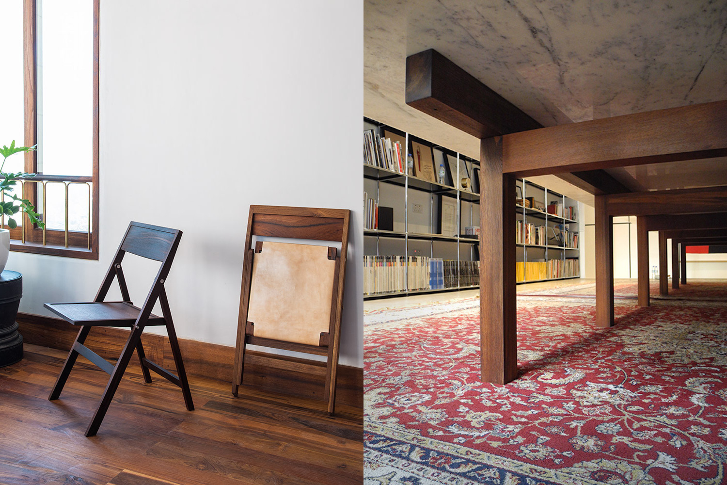 Silla plegable y mesa diseñadas por el estudio. 
