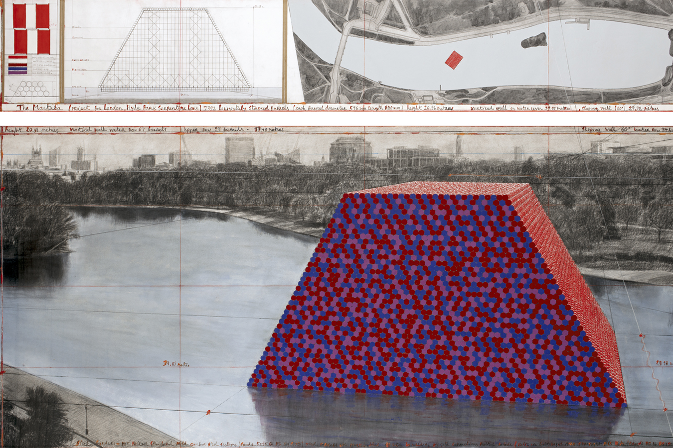 Más allá de la Gran Mastaba de Londres Christo quería hacer una más grande en Abu Dabi.