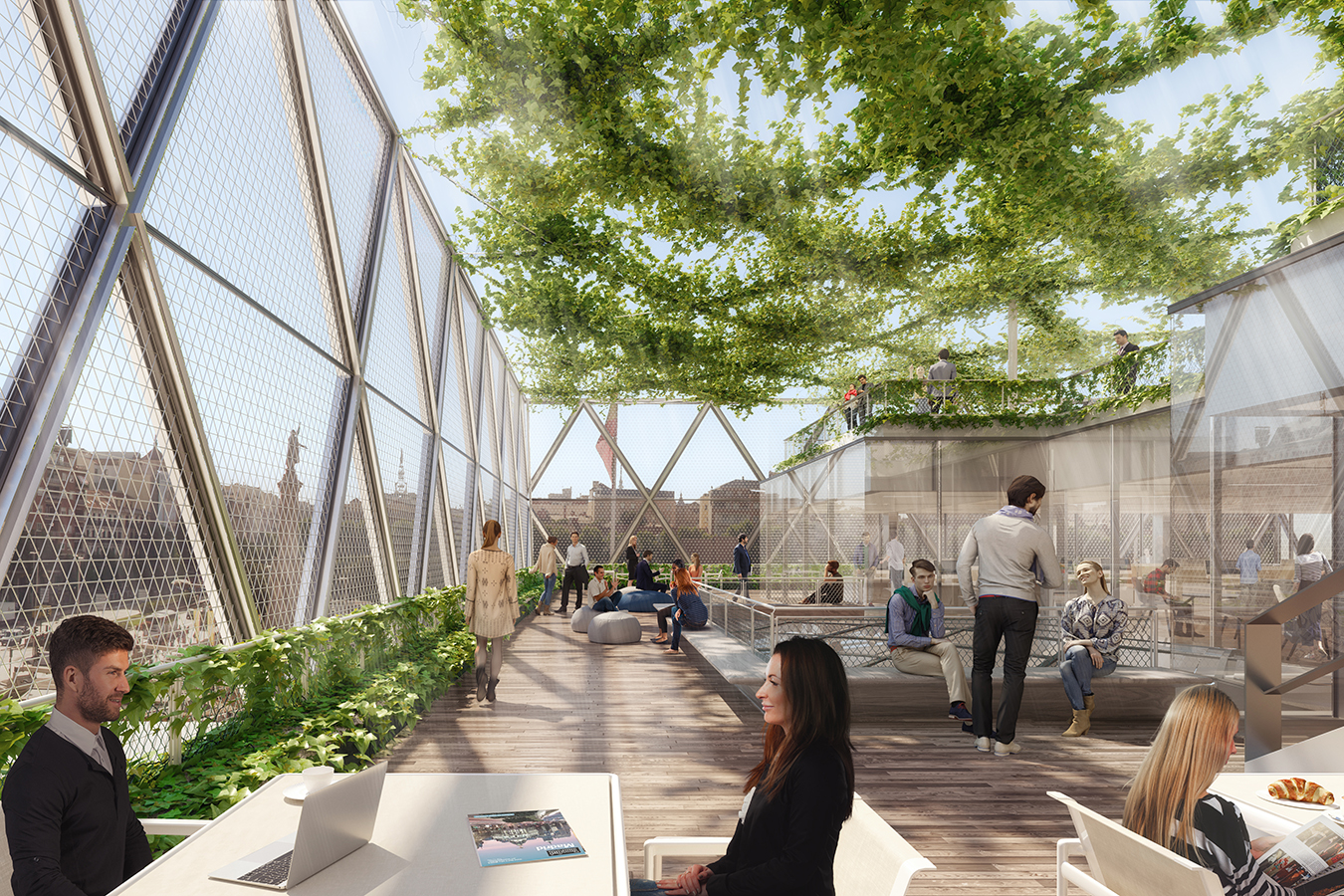 Axis de Norman Foster también contará con espacios públicos, como una terraza en la azotea. 
