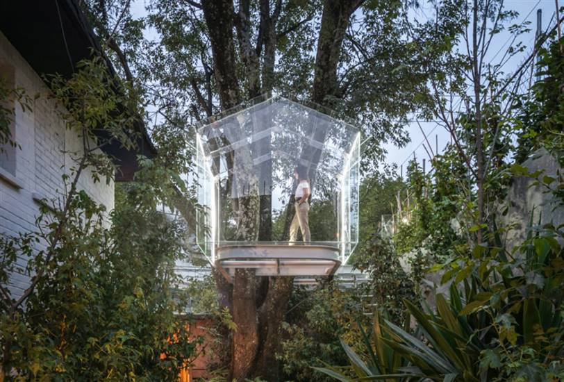 Una cabaña en el árbol transparente por Gerardo Broissin
