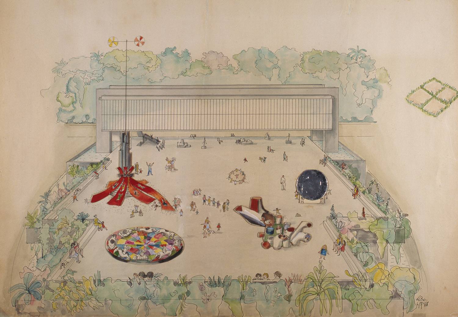 Estudio preliminar para el belvedere del nuevo Museo de Arte de São Paulo (MASP), 1968.