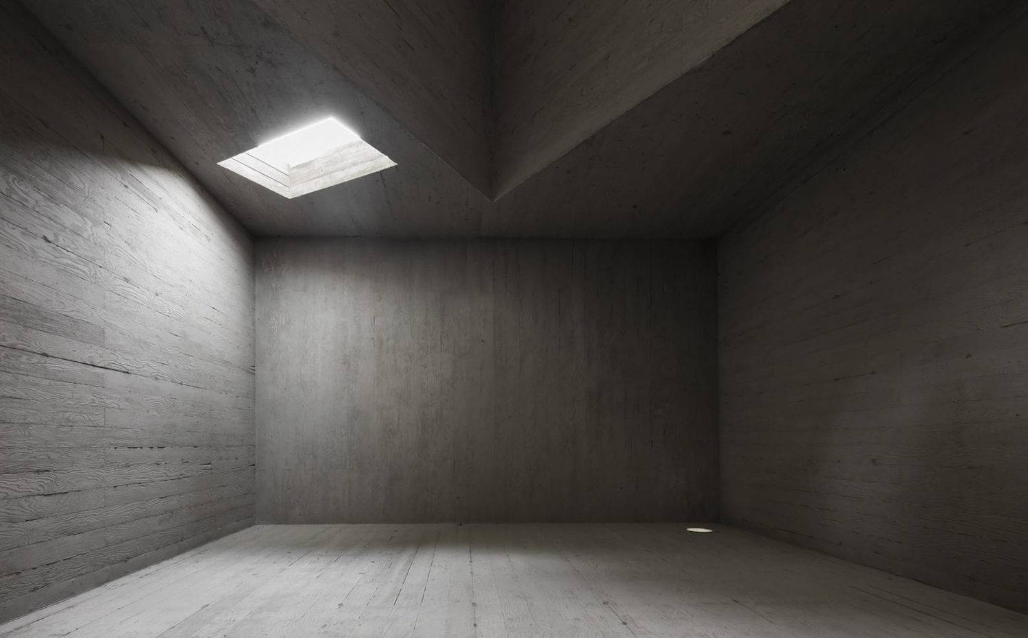 La luz se filtra a través de lucernarios practicados en el hormigón. Saya Park, en Corea del Sur, Carlos Castanheira y Álvaro Siza