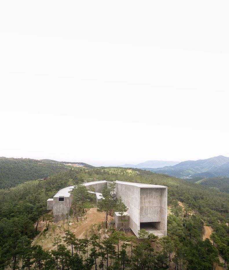 Vista aérea del conjunto del Saya Park, en Corea del Sur, Carlos Castanheira y Álvaro Siza