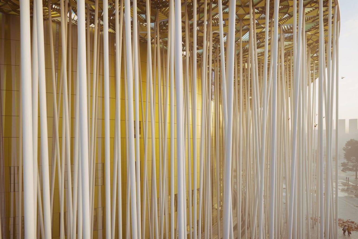 En cuanto a las columnas de Wuxi Thaiu Show Theatre es como perderse entre cañas de bambú.