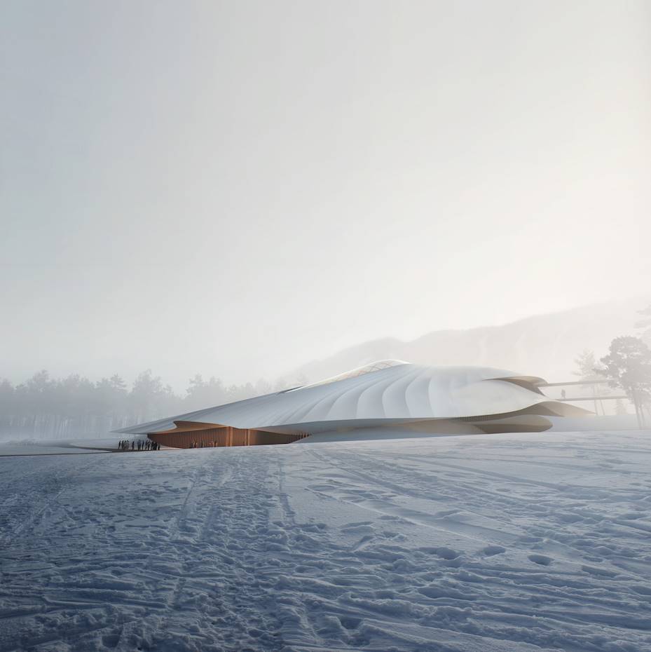 Centro de conferencias en Yabuli, de MAD Architects, en la nieve