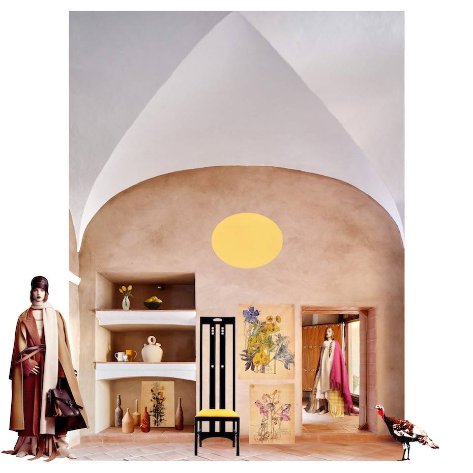 Collage de Kresta Design creado con motivo del acto Conversación: Explorando la visión creativa y el legado de Mackintosh que se celebró en Casa Loewe. Foto: José Hevia