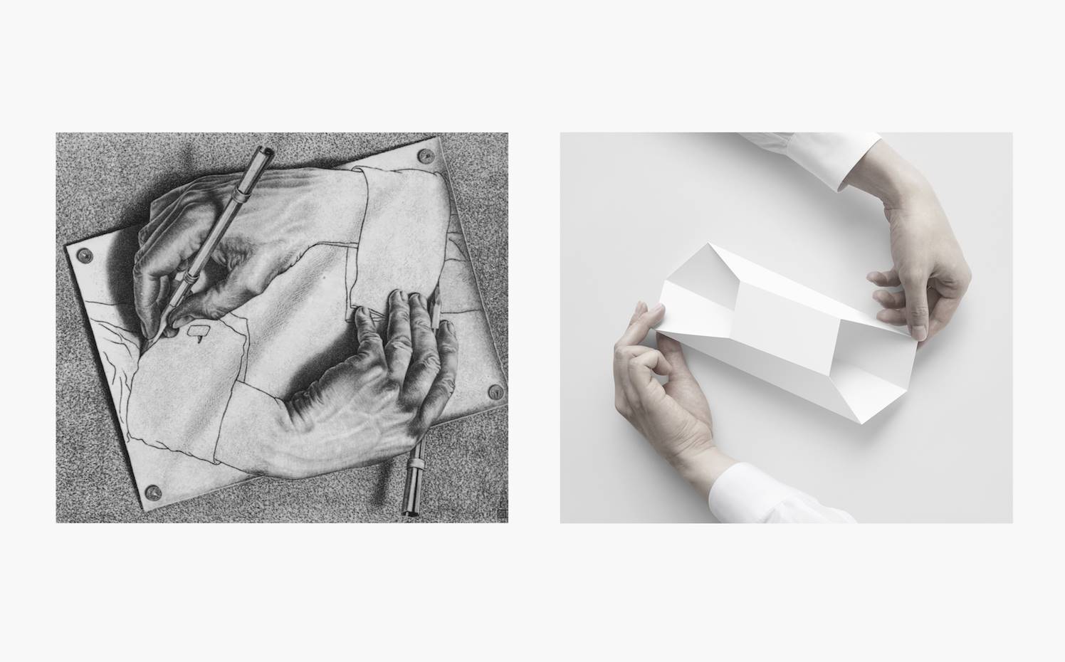 El trabajo de Escher explora los límites espaciales y nendo ha sabido adaptarlo a su lenguaje