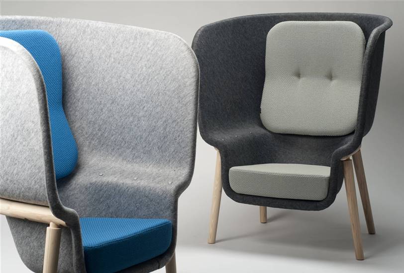 Butaca Pod, de Benjamin Hubert para De Vorm, realizada con plástico reciclado.