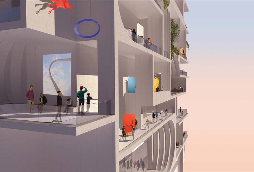 Vista de una de las galerías exteriores del BeMA