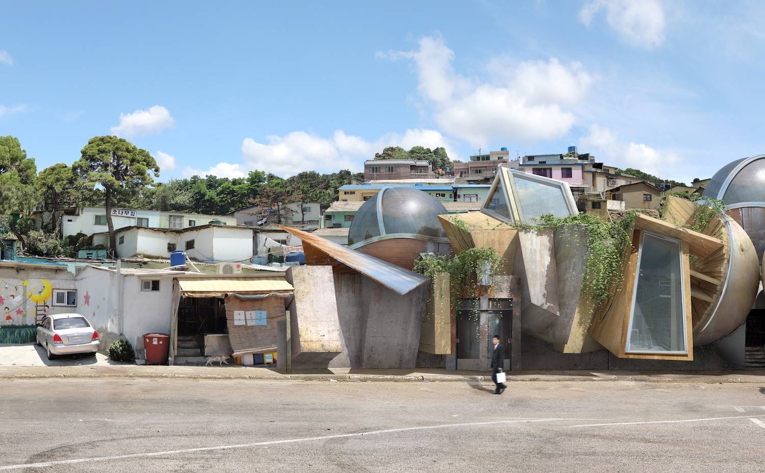 Busan Project es un proyecto de Dionisio González en las colinas que rodean la ciudad coreana. 