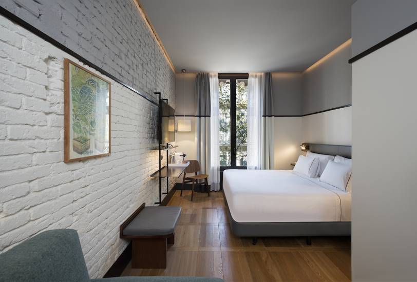 Habitación del nuevo hotel Praktik en Barcelona